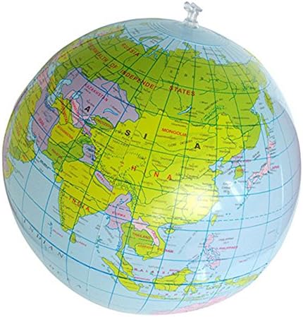 Honghong 16Inch Inflatable Globe for Kids Education Geography Toy Map Balloon Beach Ball New Toy Gift