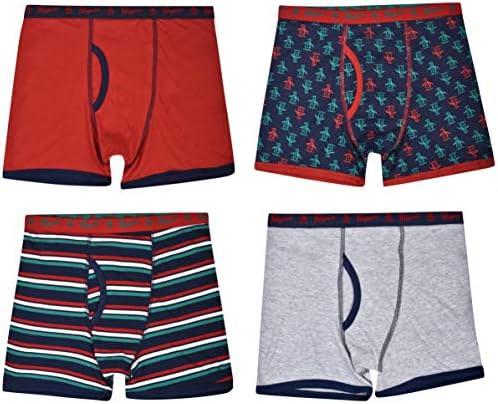 Original Penguin Boys 4-Pack Tagless Jersey Cotton Winter-Theme Printed Boxer Briefs Holiday Box Bonus!