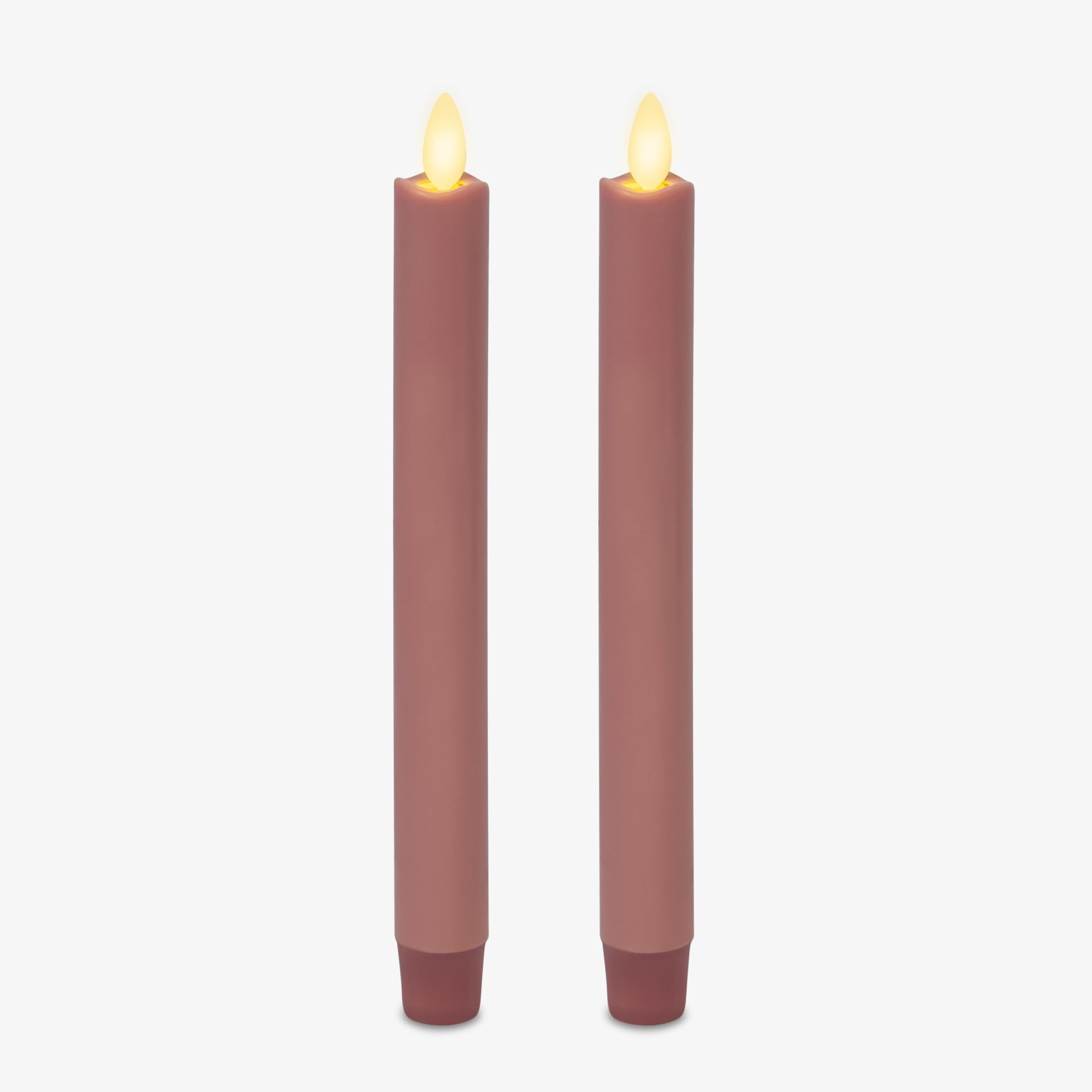 Luminara Set of 2 Moving Flame LED Tapers (1 x 9.75), Flameless Candle, Melted Edge, Smooth Wax, Odourless (Rose Tan)