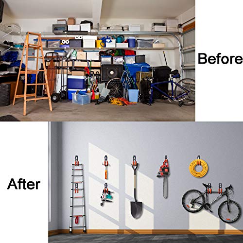 image for Jocoo 10 Pack Garage Storage Utility Double Wall Hooks, Heavy Duty Ste