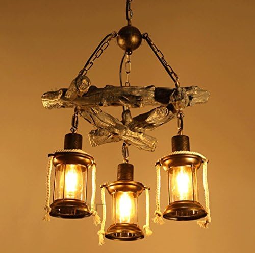 GFFORT American Scandinavian Style Industrial Wind Retro Single Head Hanging Lighting Restaurant Net Cafe Bar Living Room Light, Light E27, Triple: 50cm in diameter 60cm in height , d