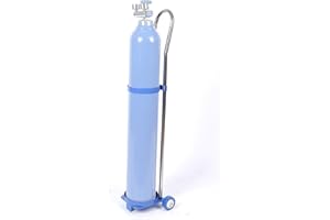 Oxygen Tank Holder Rolling Cart, Blue Single Gas Cylinder Stand for Factory Laboratory Hospitals Schools 10 15 20 L Cylinder 
