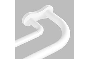 Double Curtain Rod, White Wrap Around Blackout Dual Curtain Rods for Windows 30 to 56 inch, Adjustable Heavy Duty Spliced Roo