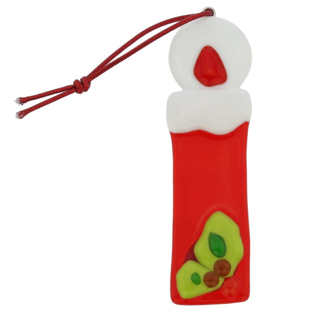 Glass Of Venice Murano Glass Candle Christmas Ornament - Red
