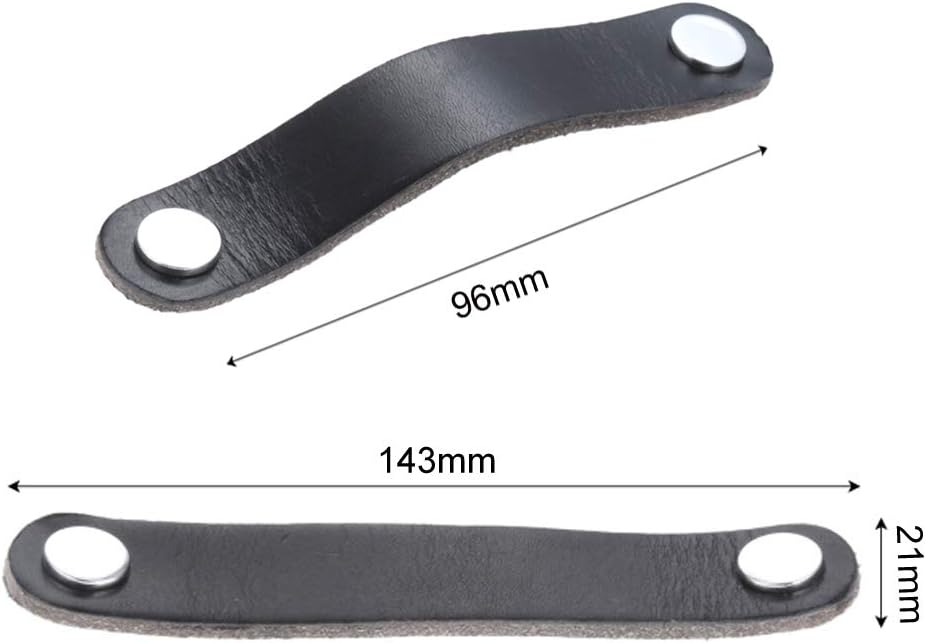 JeogYong 4 Pack Delicate Leather Cabinet Handles Used for Bedroom Furniture (96mm, Black), 96 mm - Image 3