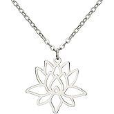 UNIFT Lotus Necklace for Women Stainless Steel Dainty Yoga Symbol Chakra Lotus Flower Pendant Necklace Spiritual Jewelry Inspirational Gifts