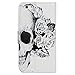 Casea Packing Bcov White Floral Skull Card Slot Wallet Leather Cover Case for Apple iPhone 6 6G