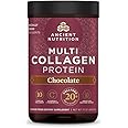 Ancient Nutrition Collagen Peptides Powder, Multi Collagen Protein, Women & Men, Vitamin C, Probiotics, Hydrolyzed Collagen, Supports Skin, Joints, Gut Health, Chocolate, 24 Servings