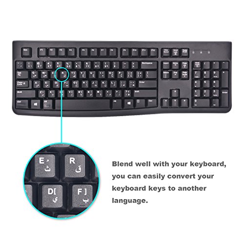 [2PCS PACK] FORITO Arabic Keyboard Stickers, Arabic Keyboard Stickers Black Background with White Lettering for Computer (Arabic)