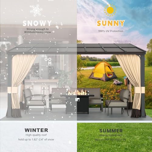 RTDTD 10' x 14' Lean-to Hardtop Gazebo Review: Wall-Mounted Pavilion with Curtains image 33