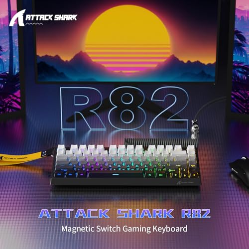 ATTACK SHARK R82 Wired 75% Gaming Keyboard Magnetic Switch + C01ULTRA LED Cable Ultra Precision 0.005mm RT RGB QWERTY Sound Absorption (Moonlit Night)