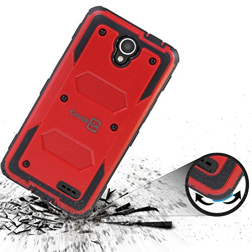 ZTE Maven 3 Case, ZTE Prestige 2 Case, ZTE Overture 3 Case, CoverON [Tank Series] Tough Hybrid Hard Armor Protective Phone Cover Case For ZTE Prestige 2 / Maven 3 / Overture 3 - Red / Black - Thumbnail 6