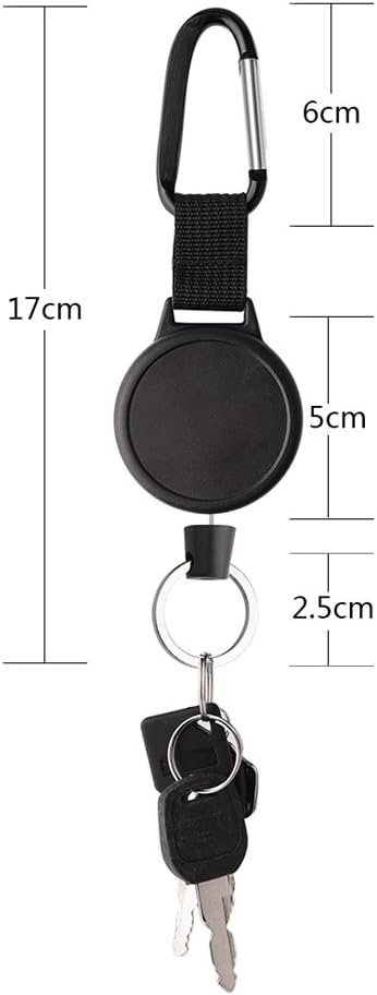 KUUQA Heavy Duty Retractable Key Chain Key Reel with 100cm Steel Wire Rope, Black - Image 5