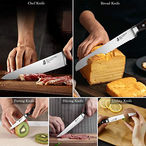 TUO Kitchen Knife Set 6 pcs Professional Knives Set with Wooden Block
