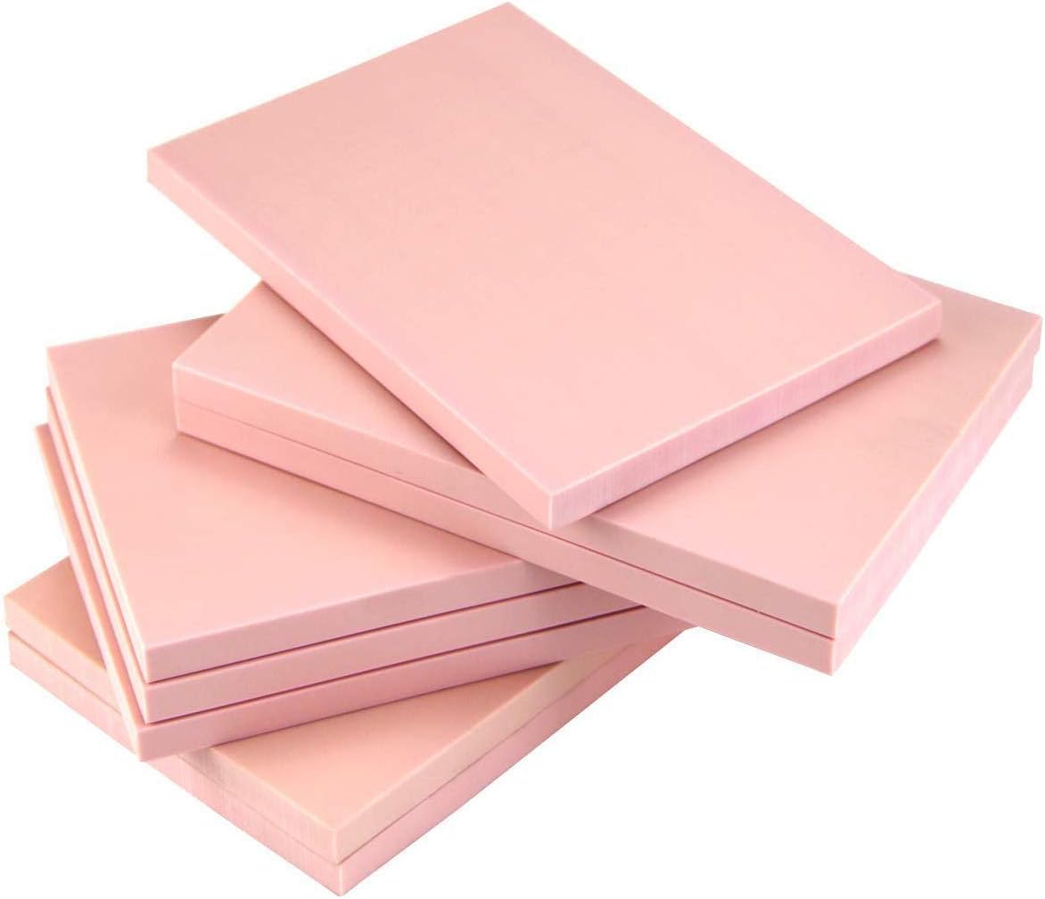 Hslife 6 Pack Pale Pink Rubber Stamp Carving Blocks Rubber Carved Brick for DIY Craft Project(Size:4" x 6")