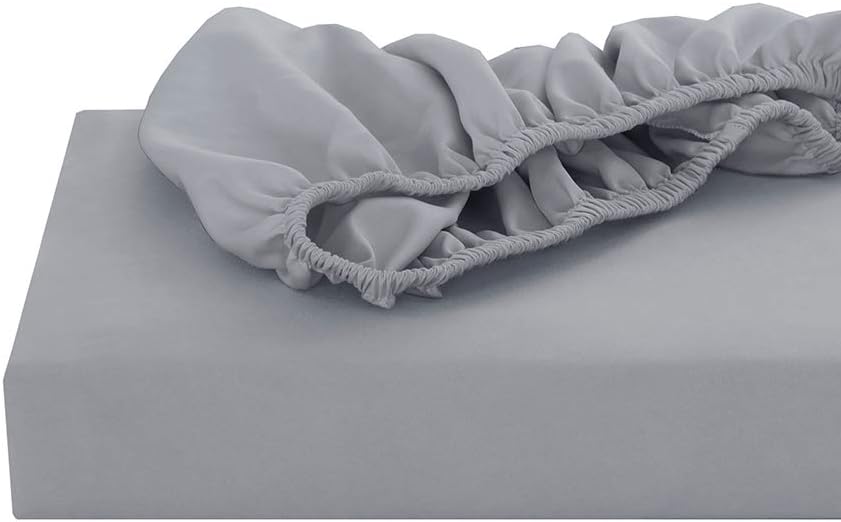 Bourina Fitted Sheet Quality 1-Piece, Resistant Microfiber, Snug Fit,Wrinkle Free, Queen Size Grey: Home & Kitchen