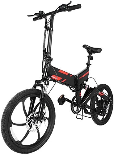 Zaplue 20 Inch Folding Electric Bike with Removable Built-In 36V 8Ah LG Battery, Foldable Ebike with Shimano 7 Speed (Red)