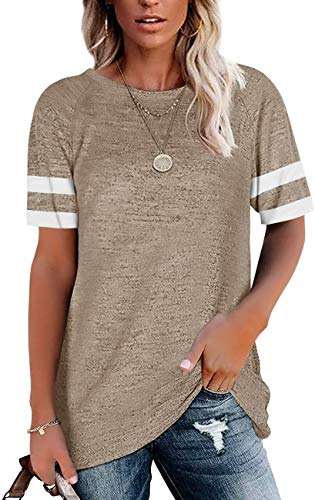 WOMENS T SHIRTS SHORT SLEEVE TUNIC TOPS LOOSE...