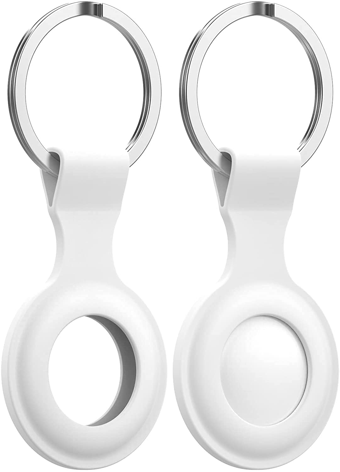 (2Pack) Case Compatible for Apple Air Tags, Portable Protective Soft Silicone Anti-Scratch Lightweight Colorful Skin Cover for Air-Tags with Keychain Accessory (WHITE)