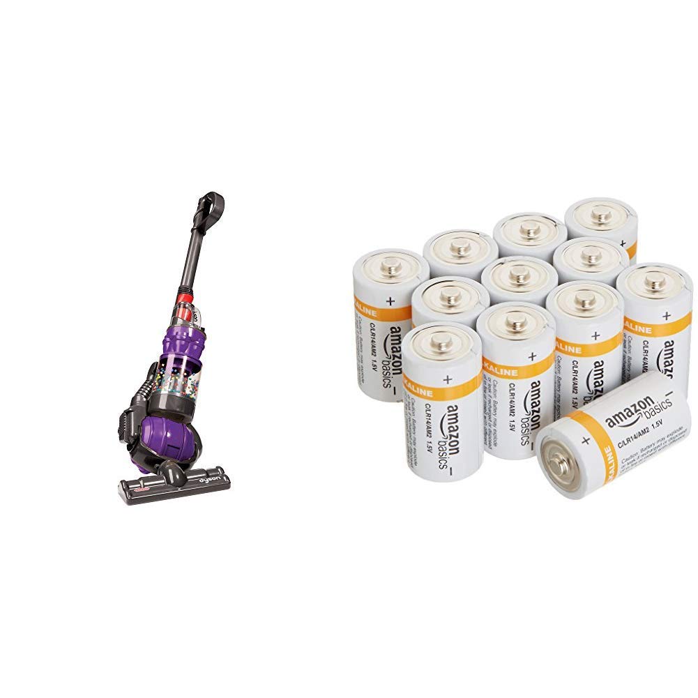 CASDON Replica Dyson Ball Vacuum Toy & Amazon Basics C Cell Alkaline Batteries [Pack of 12]