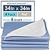 Dry Defender Washable Bed Pads - Reusable Waterproof Mattress Pad for Kids & Adults - Use as Seniors Incontinence Bed Pads, Potty Training, and Pet Pee Pads for Dogs and Cats - Pack of 4 - 34x36