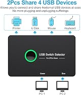 Knadgbft USB 3.0 KVM Switch 2PC 4 Device Port Sharing Keyboard Mouse Printer view 7