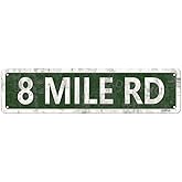 Detroit 8 Mile Road Wall Sign Street Signs Vintage Metal Tin Sign Farmhouse Home Decor Retro Road Signs Country Wall Art Man Cave Garage Decorative Signage 4x16 Inches