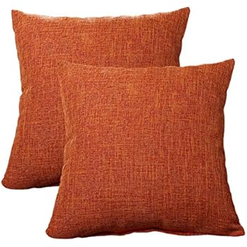 ALHXF 2 Pack Burlap Linen Throw Pillow Cover 16