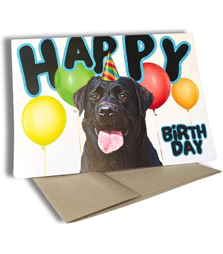 Grußkarte Schwarzer Labrador | 12,7x17,8 Cm | Blanko | Für Geburtstag & Dankeschön