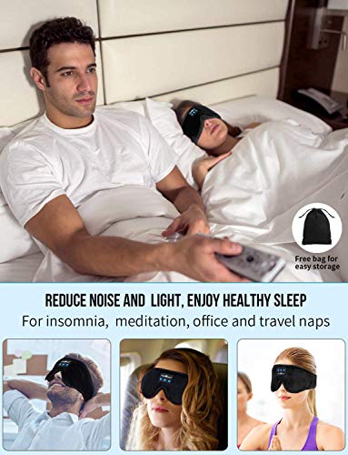 Sleep Headphones,3D Sleep Mask Bluetooth 5.0 Wireless Sleeping Headphoens Built-in HD Ultra Soft Thin Speakers Microphones,Perfect for Side Sleeper Airplane,Personalised Gifts Men Women Mom Dad Unisex