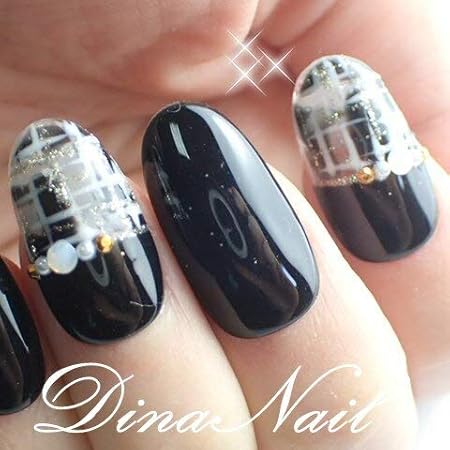 Amazon Dinaネイル ジェルネイルブラックツイード ショートオーバルl 番 ネイルチップ ノーブランド品 ネイルチップ 通販
