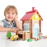 iwood Wooden Log Blocks,STEM Educational Toy Creative Wooden Building Set 98 PCS