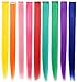 BINIHA Rainbow Hair Extensions Colored Party Highlights Straight Hair Extension Clip In/On For Amercian girls and Dolls Kids Costume Wig Pieces 9PCSthumb 1