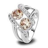 Psiroy Created Morganite Gemstone Split Shank Swirl Engagement Ring for Women