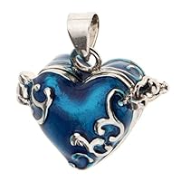 Love Heart Blue Enamel Openable Cremation Keepsake Urn Pendant Fit Necklace