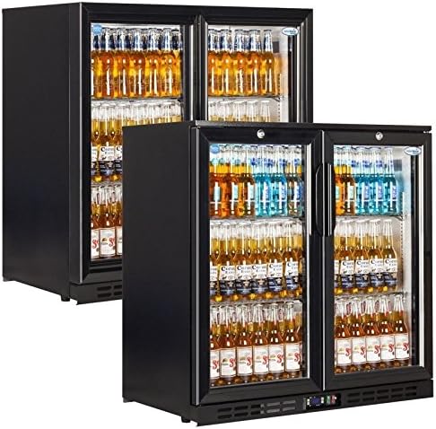 Interlevin EC20 Range Bar and Counter Display Chiller Chilled Display with Black Hinged Door 900(H)x900(W)x520(D) 210 Litre 2 Per Door Shelves -2 Year Parts Warranty Included