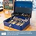 Certus Global Large Blue Cash Box with Money Tray, Secure Lock, Cantilever Coin Tray 4 Bills/ 5 Coins (Admiral Blue)