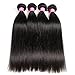 VRBest Hair Virgin Brazilian Straight Human Hair Extensions 4 Bundles Unprocessed Brazilian Virgin Hair Weave Bundles Natural Black Color (20 22 24 26)