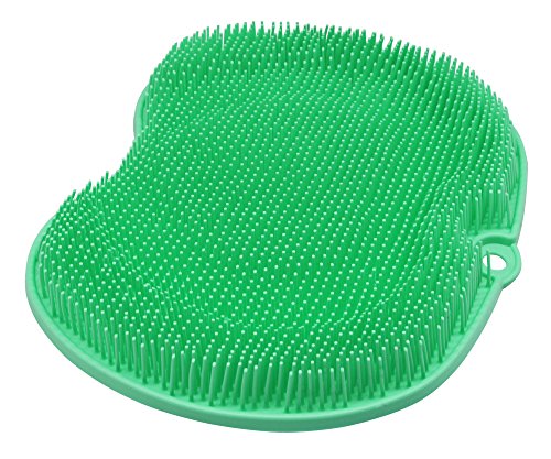 CGTime Shower Foot Scrubber Bath Mat with Non-Slip Suction Cups and Soft, Firm Bristles, Provides Foot Circulation,Reduces Foot Pain, Exfoliation, Acupressure Massage Mat, Foot Massager(Cyan, Big)