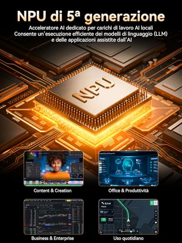 GMKtec T2S AI Mini PC con Intel Ultra X7 358H (superiore a 285H/HX370), Intel Arc B390, 64GB LPDDR5X 8533MHz (16GB×4), SSD PCIe 4.0 1TB, RJ45 10Gbps, WiFi 7, BT5.4, 2×USB4, Oculink, display 4×8K