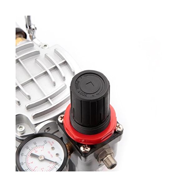 Fengda FD-18-2 Mini Airbrush Kompressor, MÃ¤chtig Luftstrom und Luftdruck, Einkolben Ã¶lfreier Mini Kompressor mit Regulator, Filtur und Manometer ausgestatt. – Bild 5