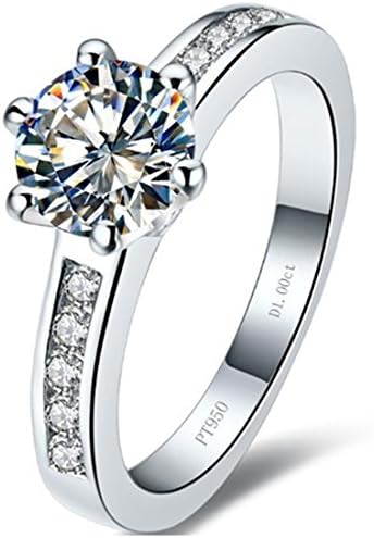 THREE MAN Test Real 1CT Brand Moissanite Synthetic Diamond Ring 6 Prongs Engagement Women 18K White Gold Ring