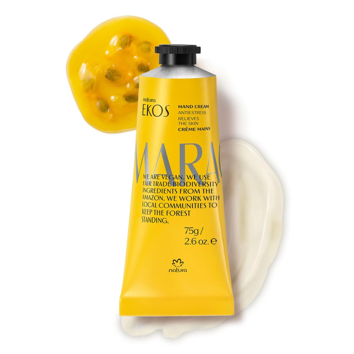 NATURA - Ekos Maracuja Hand Cream - Comfort & Hydration - For Dry, Damaged and Cracked Cuticles and Hands - Quickly Absorbed - 100% Vegan - Cruelty Free - 75g