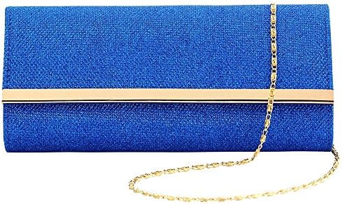 Womens Evening Clutch Bag Wedding Purse Bridal Prom Handbag Party Bag Hard Case with Detachable Chain (blue)