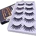 SEATTLE Eyelashes 5 Pairs Pack 3D Fake Eyelashes Mink Fur Hand-Made Dramatic Thick Crisscross Deluxe False Lashes Black Nature Fluffy Long Soft Reusable