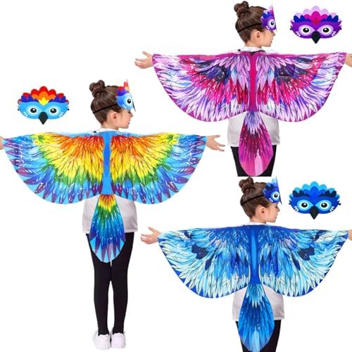 2 Pieces Kids Bird Wings Costume For Age 3~8 Years,Bird Owl And Peacock Masque Owl Dress Up,Boys Girls Felt Eye Masque And Wings Set,Halloween Colorful Fancy Dress | SHEIN A 2 Pieces Kids Bird Wings Costume For Age 3~8 Years,Bird Owl And Peacock Masque Owl Dress Up,Boys Girls Felt Eye Masque And Wings Set,Halloween Colorful Fancy Dress | SHEIN A