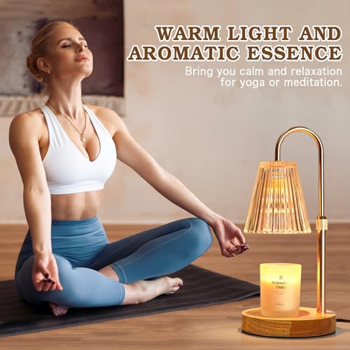 Funistree Candle Warmer Lamp with Timer & Dimmer, Height Adjustable Candle Warmer with 2 Bulbs, Birthday Gifts for Women Mum, New Home Gifts, Dimmable Candle Heater Lamp for Yankee Candles
