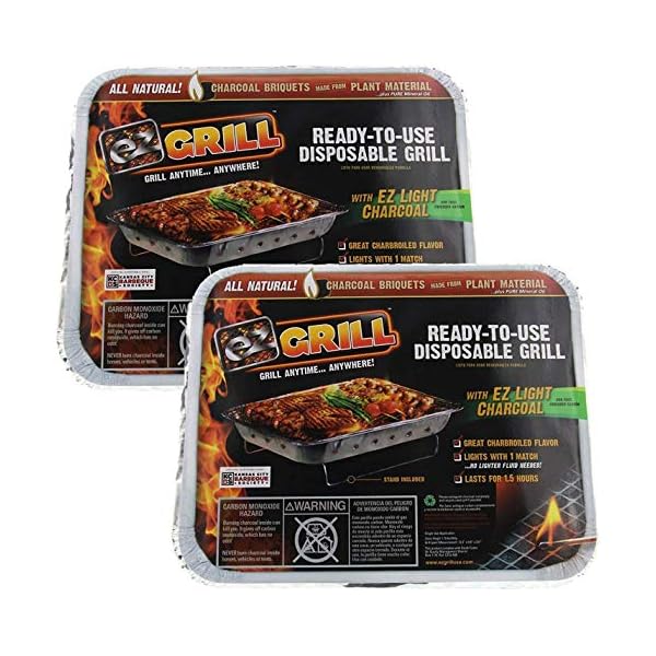 New-Improved-Disposable-Grill-by-EZ-Grill-Small-Size-Charcoal-BBQ-Grill-Ideal-for-Camping-and-Tailgate-Parties-Portable-Easy-to-Light-Convenient-Grill-Anytime-Anywhere-Lasts-15-Hours-2-Pack
