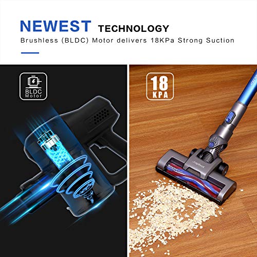 Jajibot Cordless Vacuum Cleaner, 18KPa Suction 180W Brushless BLDC