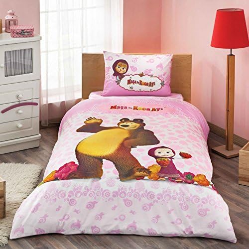 TI HOME Original Licensed Masha And The Bear Duvet Cover Set, 100% Cotton, Single Size, 3 Pieces